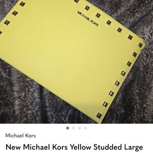 Michael Kors Yellow Studded Clutch